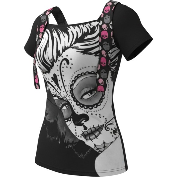 Banned Apparel Tops - Banned Apparel Sugar Skull Top Mall Goth Y2K Alt Grunge Punk Graphic Tee Vintage